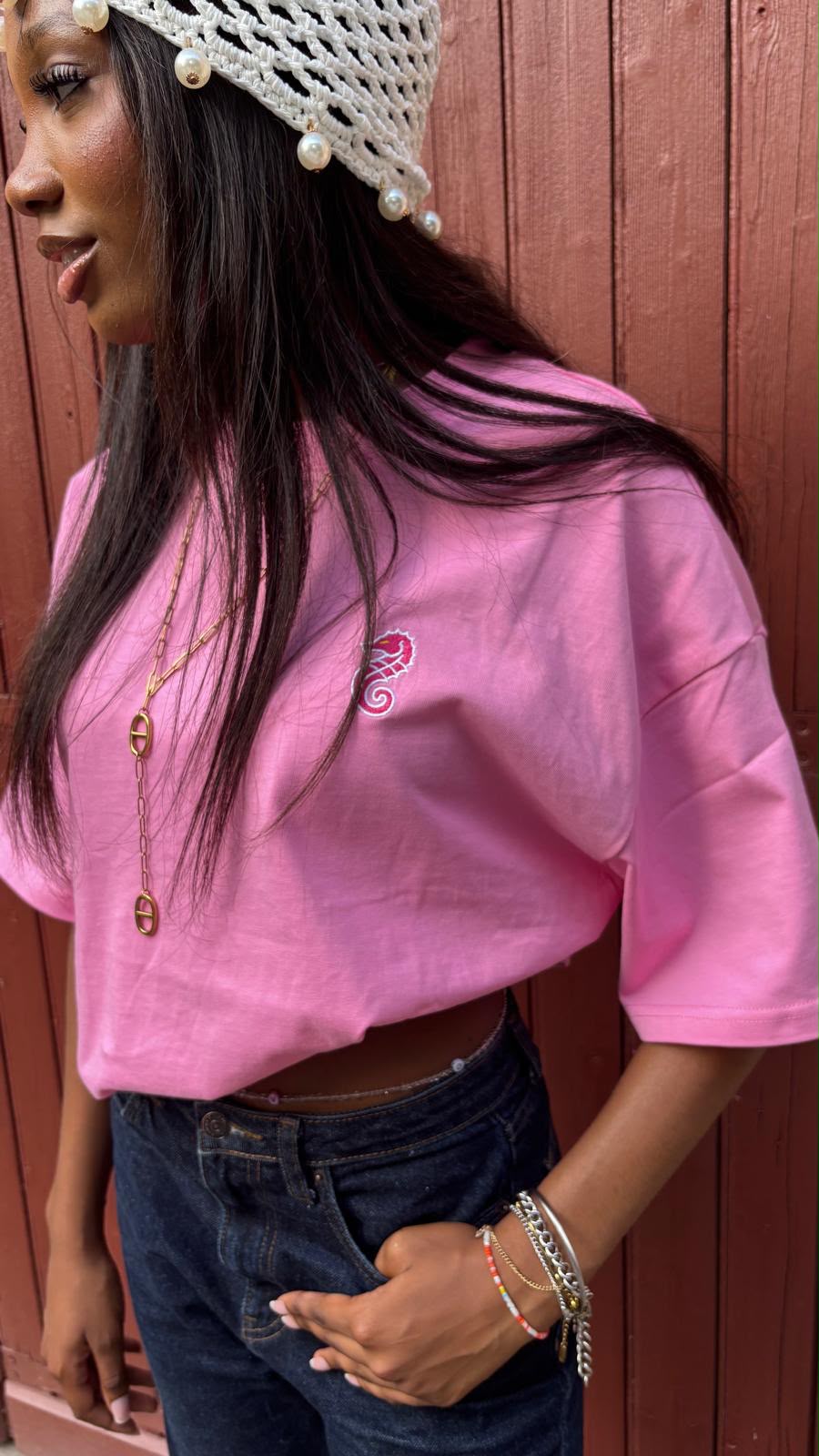 T-shirt Rose Baharii Oversize – Édition Signature