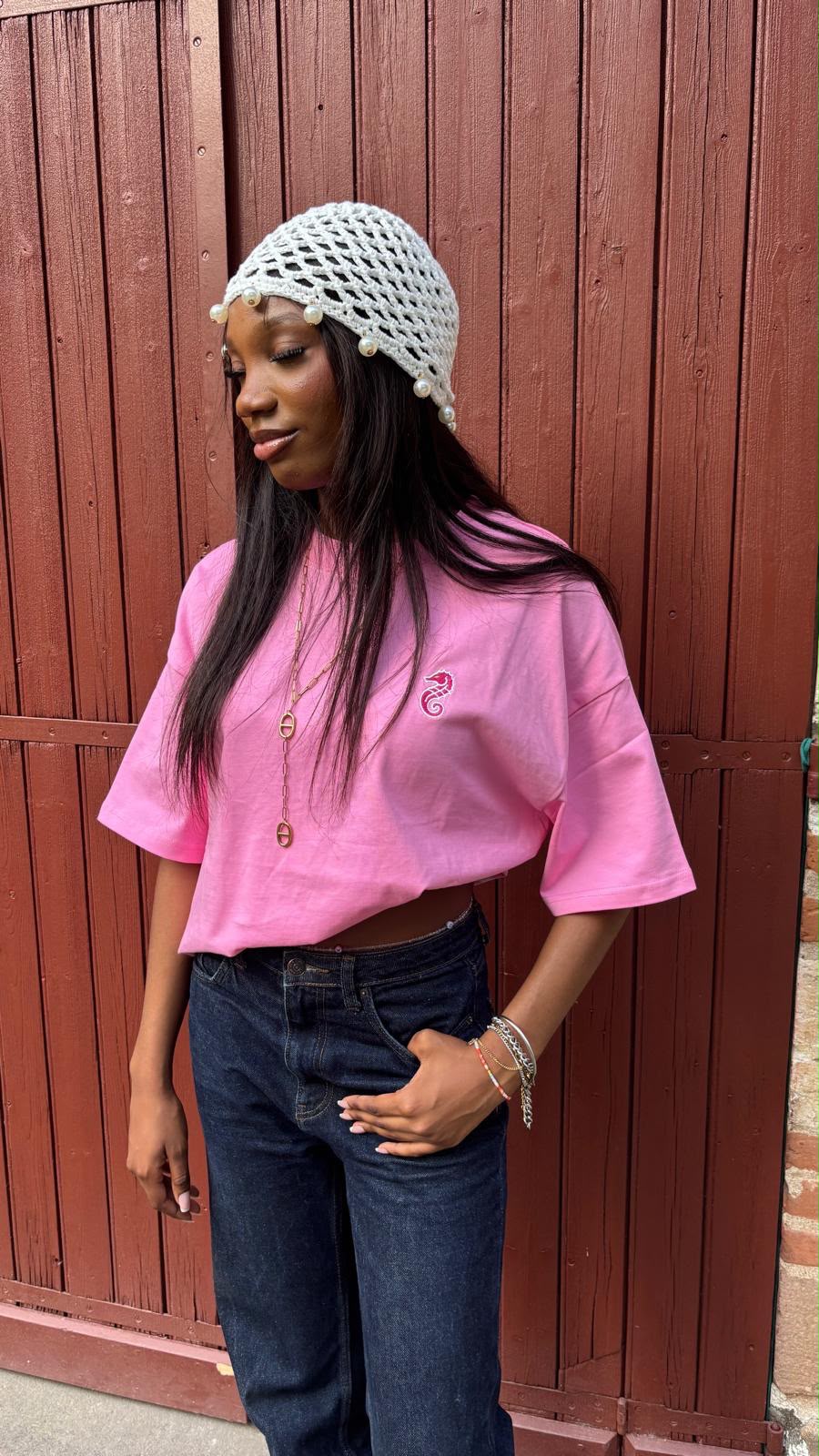 T-shirt Rose Baharii Oversize – Édition Signature